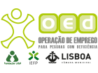 Logotipo da OED, Fundação Liga, IEFP e Câmara Municipal de Lisboa